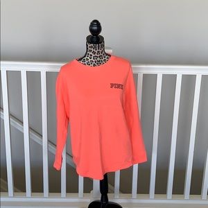 Bright Coral LOVE PINK Crew Neck